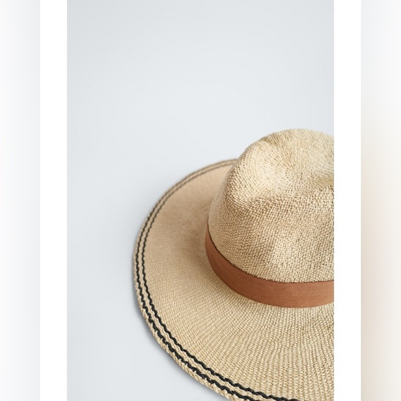 Zara Straw Hat with Brown Band - Picture 2 of 3